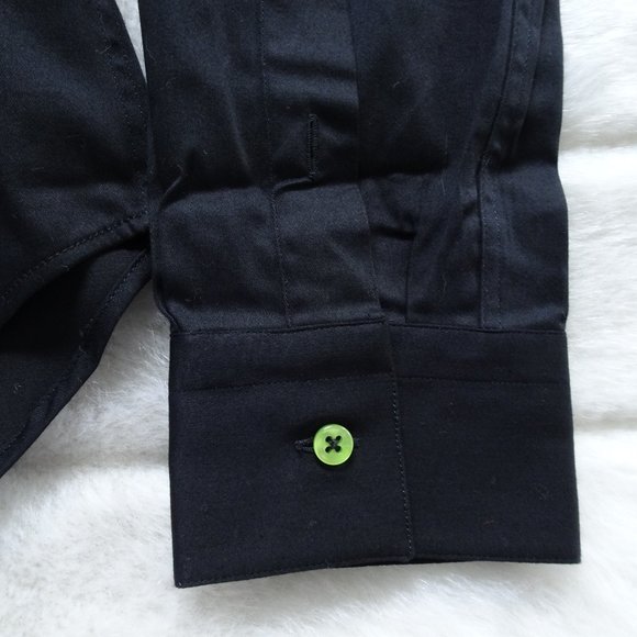 Naracamicie Black & Green Zipper Top Medium Long Sleeve - Picture 4 of 10